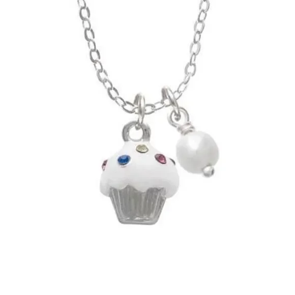Silver Rhinestone Cupcake Charm - Picture 3 of 4